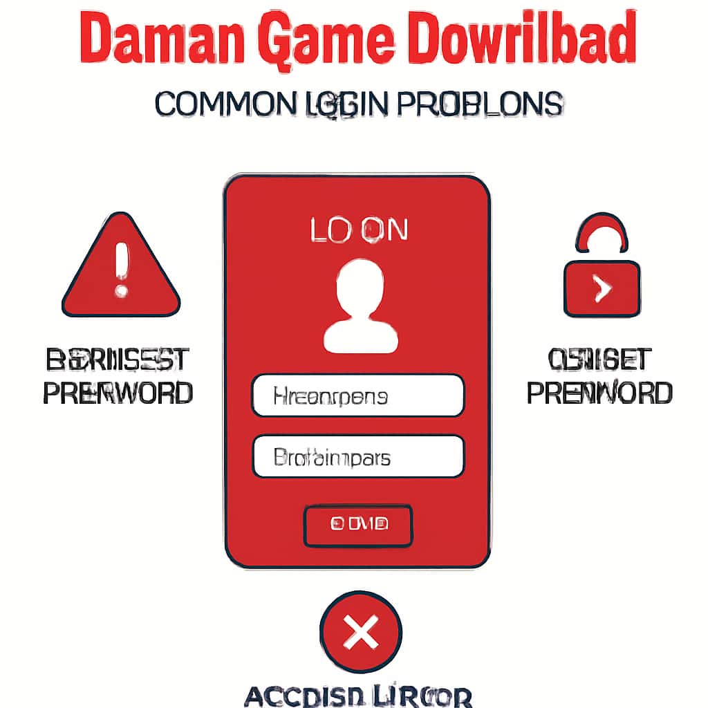 An illustration showing common login issues related to Daman Game Download.